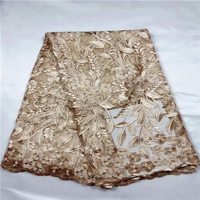 2018 Высококачественная африканская кружевная ткань Чистый золотой французский