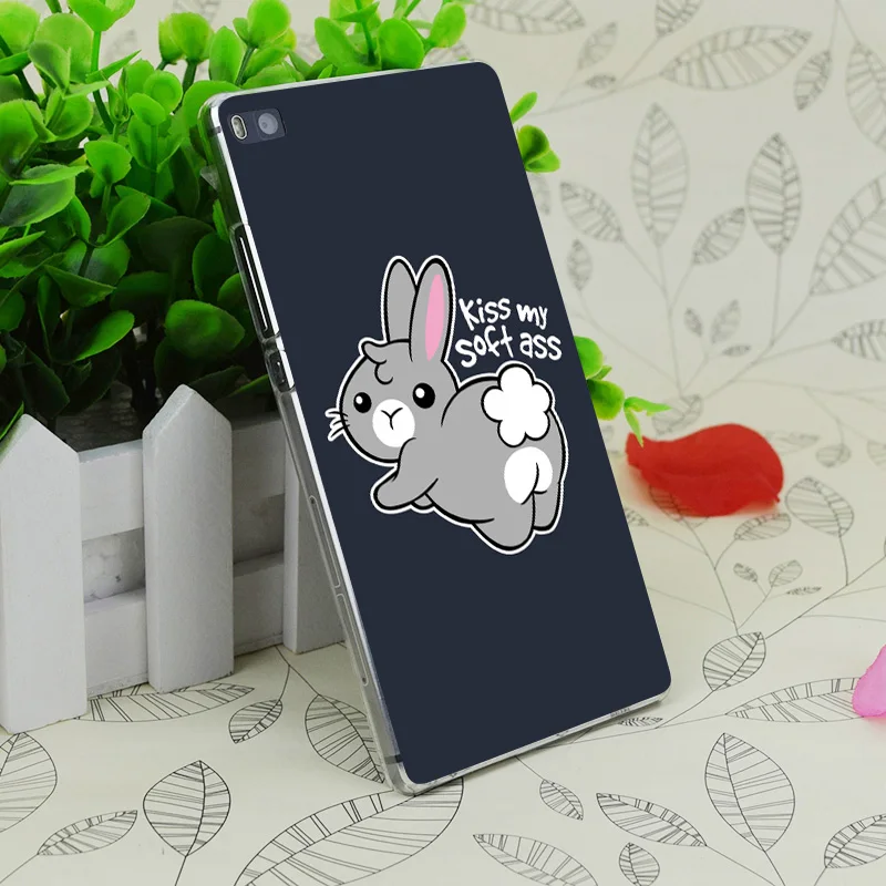 C3017 кролик мягкая попка Прозрачный Жесткий Тонкий чехол для huawei P 6 7 8 9 Lite Plus Honor 4C 4X