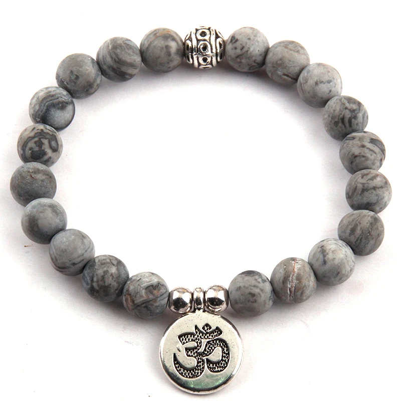 Бесплатная доставка модный красивый браслет Mala OM из натурального камня 8 мм |