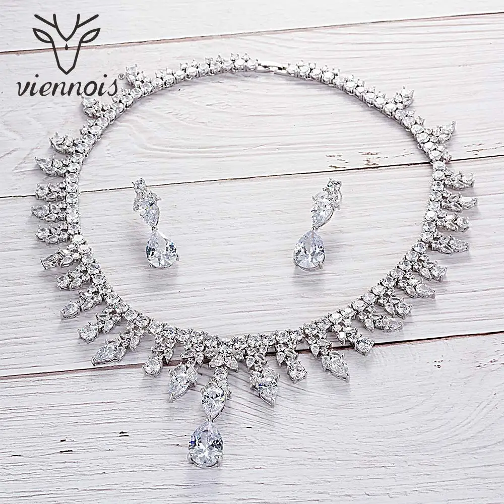 Viennois зеленый/синий/белый/красный цвет ожерелье набор для женщин кубический