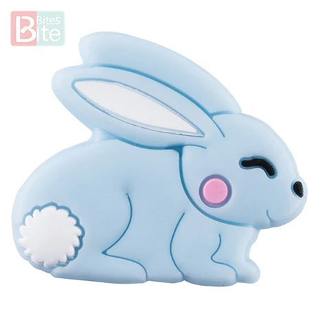 Bunny Blue Bite 5 шт. кролик силиконовые бусины пищевого качества силиконовые бусины-прорезыватели Детские Жевательные BPA бесплатно Товары для малышей Мини Кролик Детский Прорезыватель - Цвет: Bunny Blue