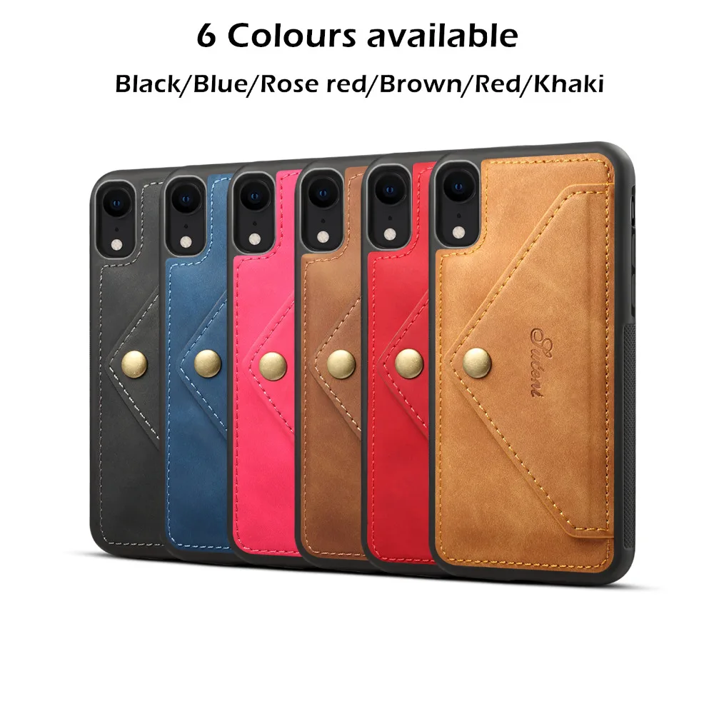 Роскошная задняя Сумка для карт Wallte чехол iPhone X XR Xs Max 6 7 8 Plus противоскользящая