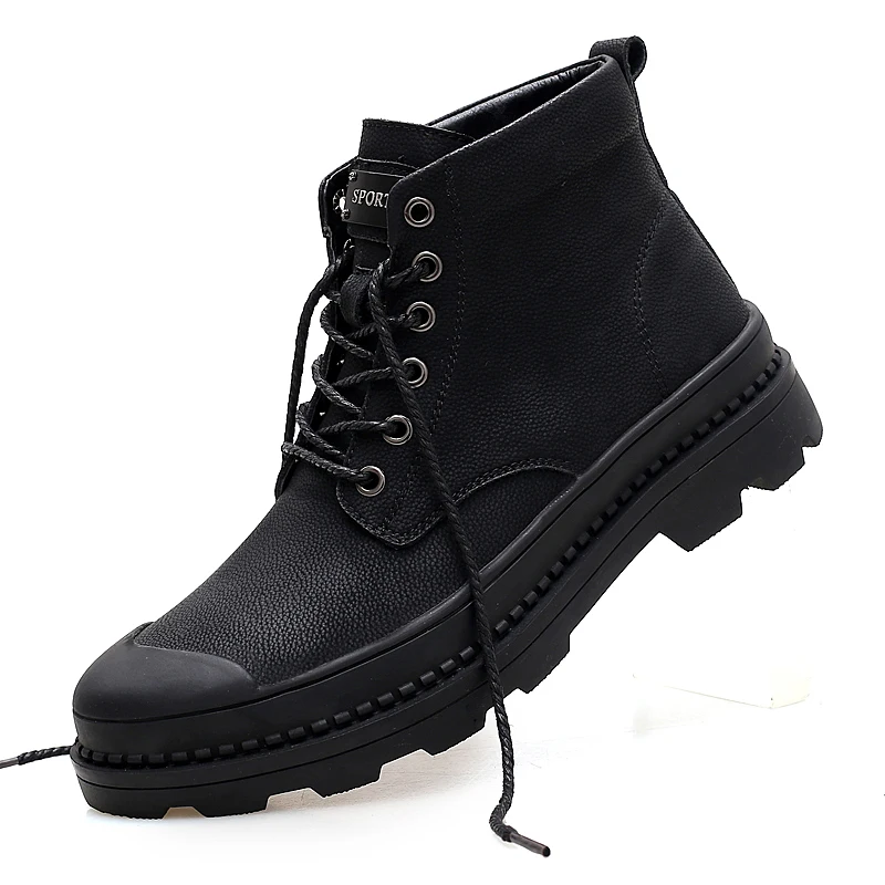 Модные мужские ботинки из натуральной кожи зимняя водонепроницаемая обувь на