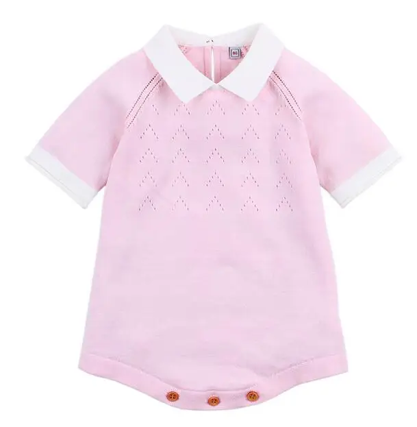Pink 82W406 Комбинезоны для новорожденных; весенние комбинезоны с длинными рукавами для маленьких девочек; Осенние Комбинезоны ярких цветов для маленьких мальчиков; детские вязаные комплекты одежды - Цвет: Pink 82W406