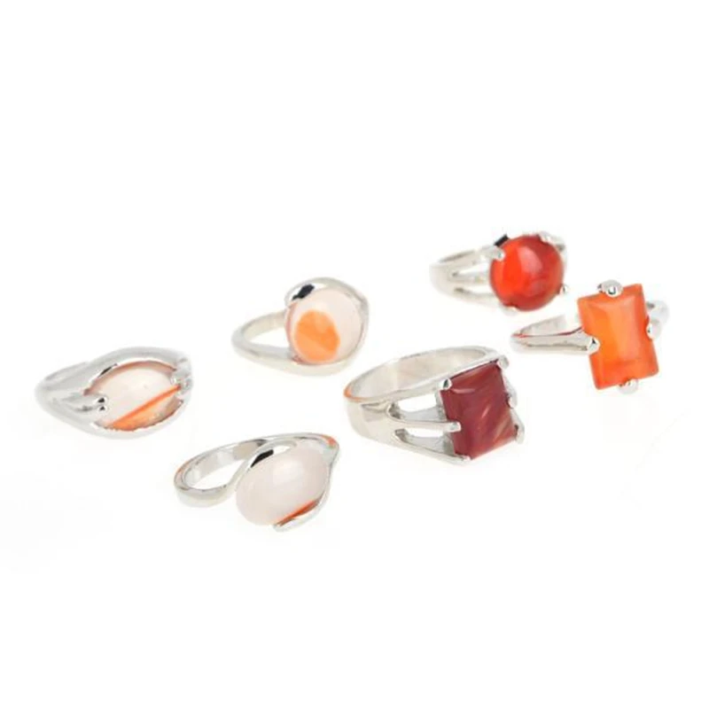 Смешанные Оптовые 5 шт./лот серебряные кольца из натурального камня для мужчин и