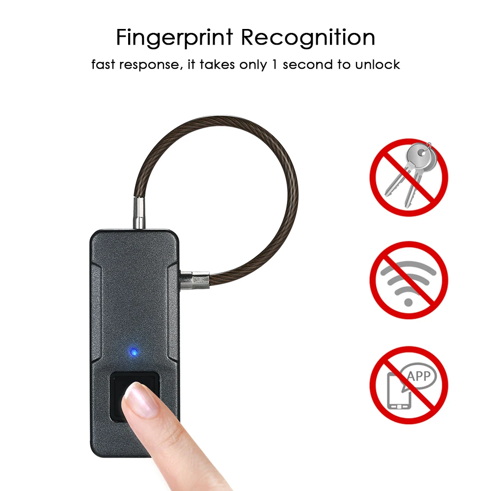 USB Перезаряжаемый смарт замок отпечатков пальцев 10 комплектов IP65 Противоугонный