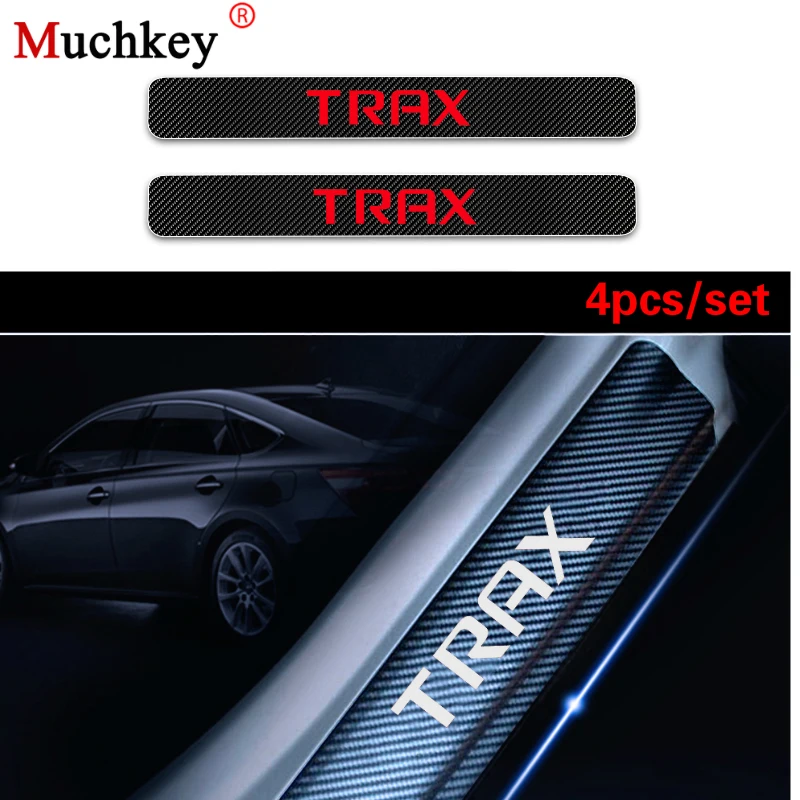 

4Pcs Car Door Sill Scuff Plate For Chevrolet TRAX Carbon Fiber Sticke Door Threshold Plate Guard Car-styling Accessories