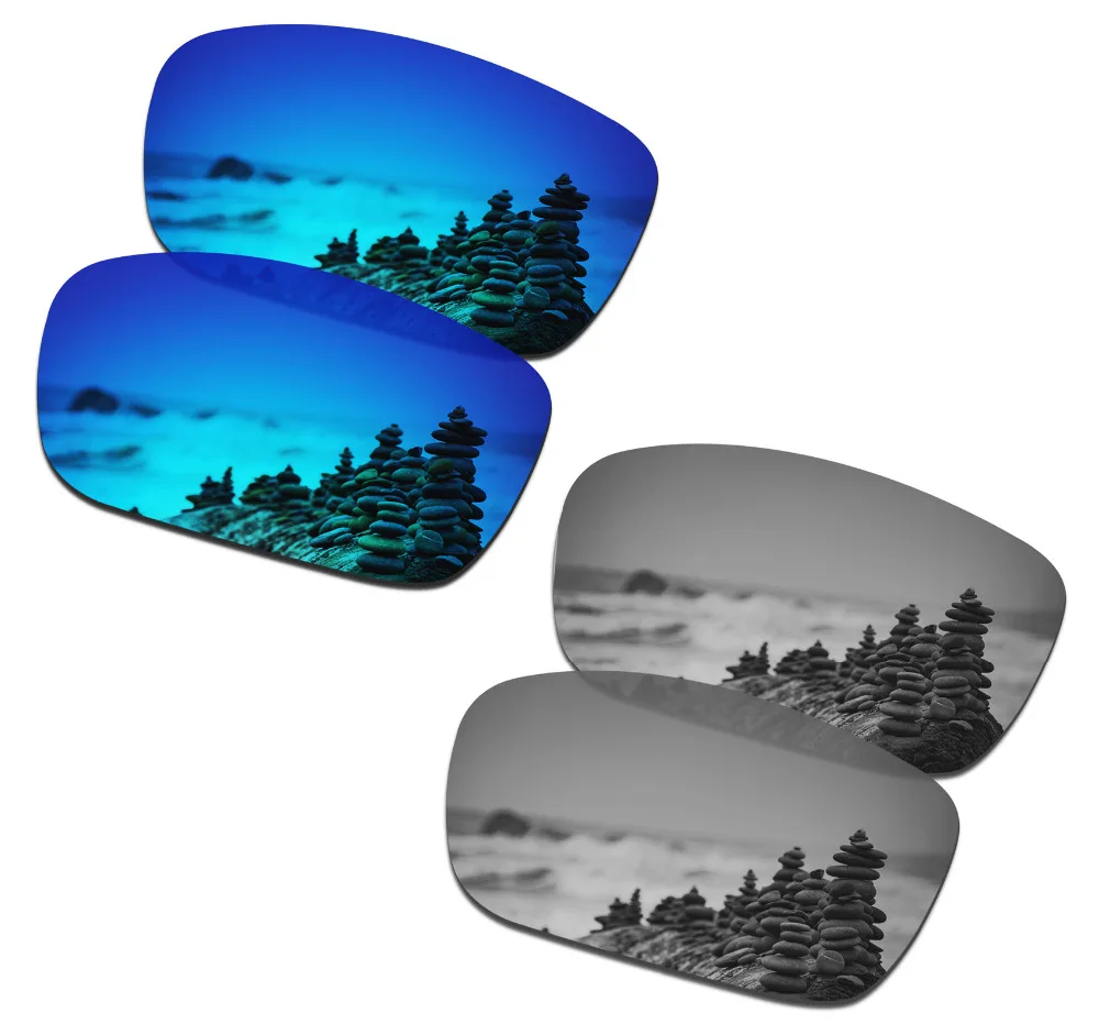 

SmartVLT 2 Pairs Polarized Sunglasses Replacement Lenses for Oakley Drop Point Ice Blue and Silver Titanium