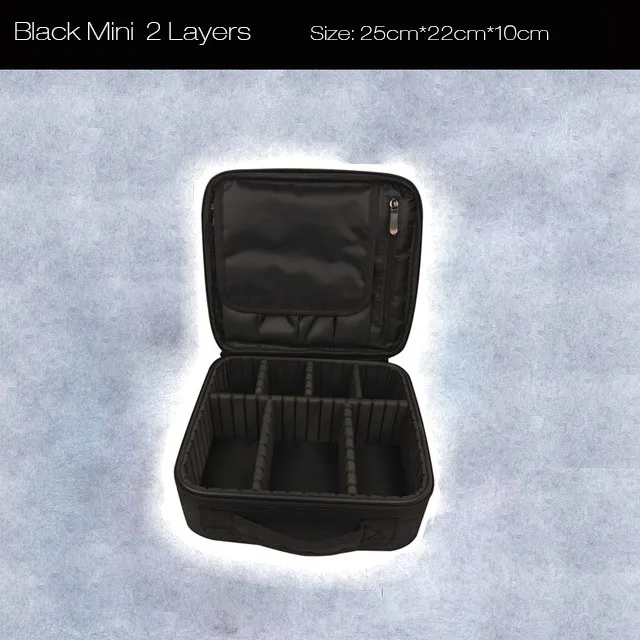 Black Mini 2 Layers Женская модная косметичка для путешествий, органайзер для макияжа, профессиональная косметичка, косметичка, косметический чехол, косметичка - Цвет: Black Mini 2 Layers