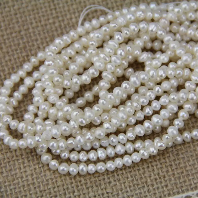 

Perfect DIY Loose Pearl Jewelry,3-4mm A Potato Corn Baroque Freshwater Pearl Loose Beads One Full Strand 36cm