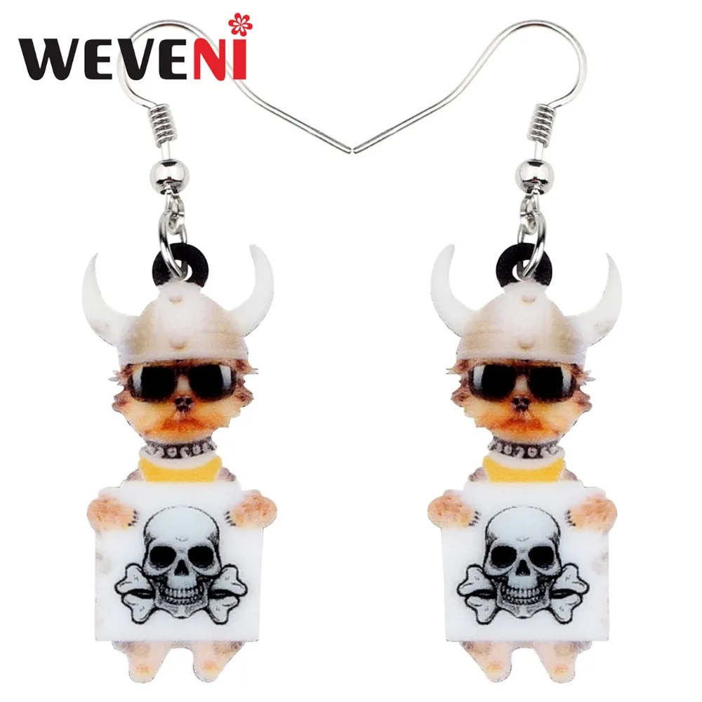 

WEVENI Acrylic Halloween Trendy Punk Puppy Dog Earrings Drop Dangle Fashion Animal Jewelry For Women Girls Pet Lovers Dropship