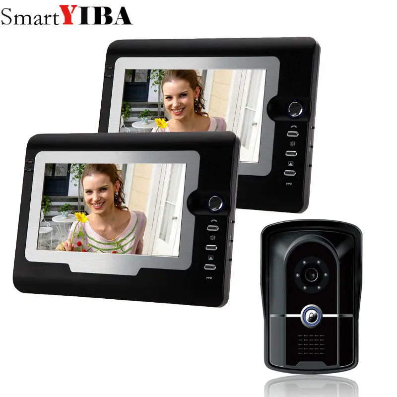 

SmartYIBA 7 ''видеодомофон, видеодомофон, громкая связь, домофон, черный, 2 шт., монитор, открытый, с водонепроницаемой и ИК-камерой
