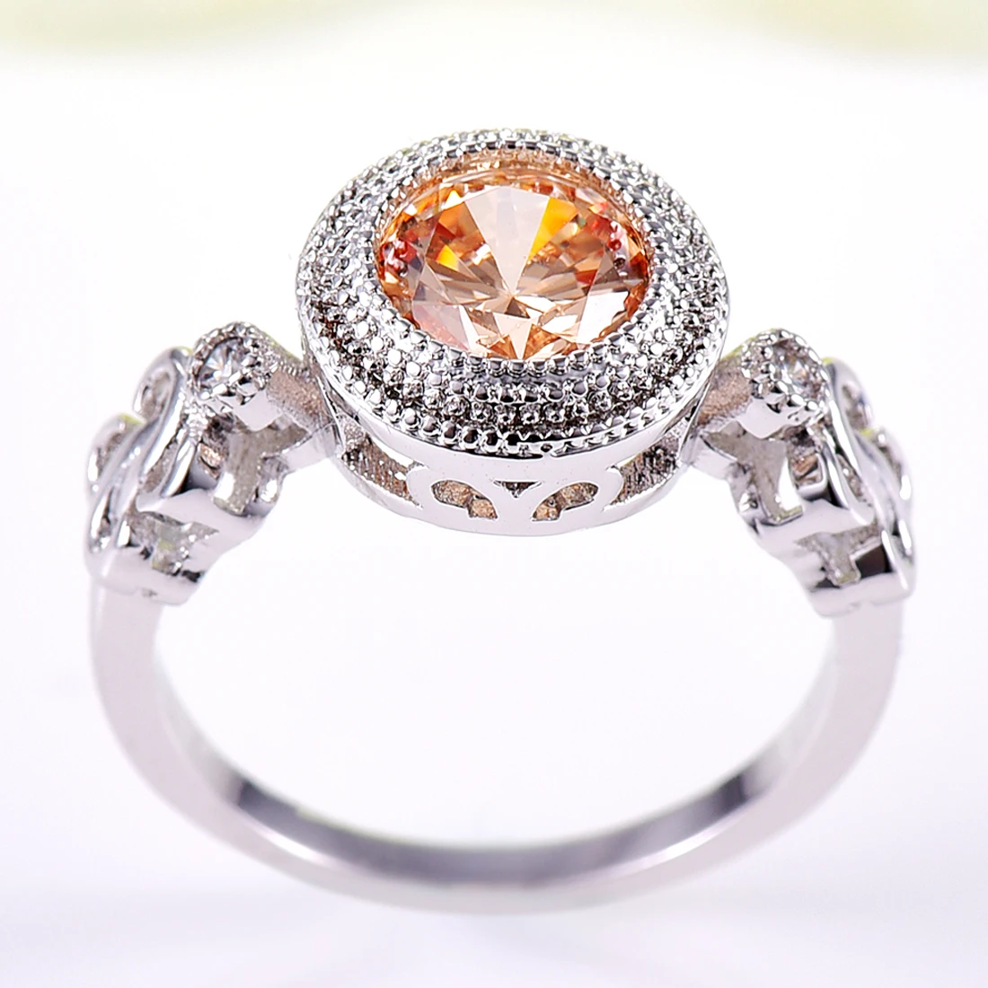 Lingmei мода круглой огранки Jewelry Кольцо Набор шампанское аксессуары Подарки для