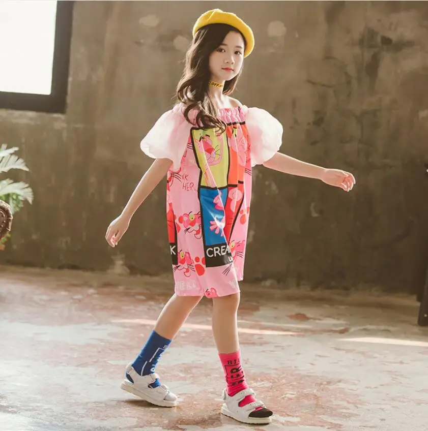 Retail 2019 Baby Girls Summer Cute Cartoon Dresses Princess Children Fashion Casual Dress Pink 4-9T | Детская одежда и обувь