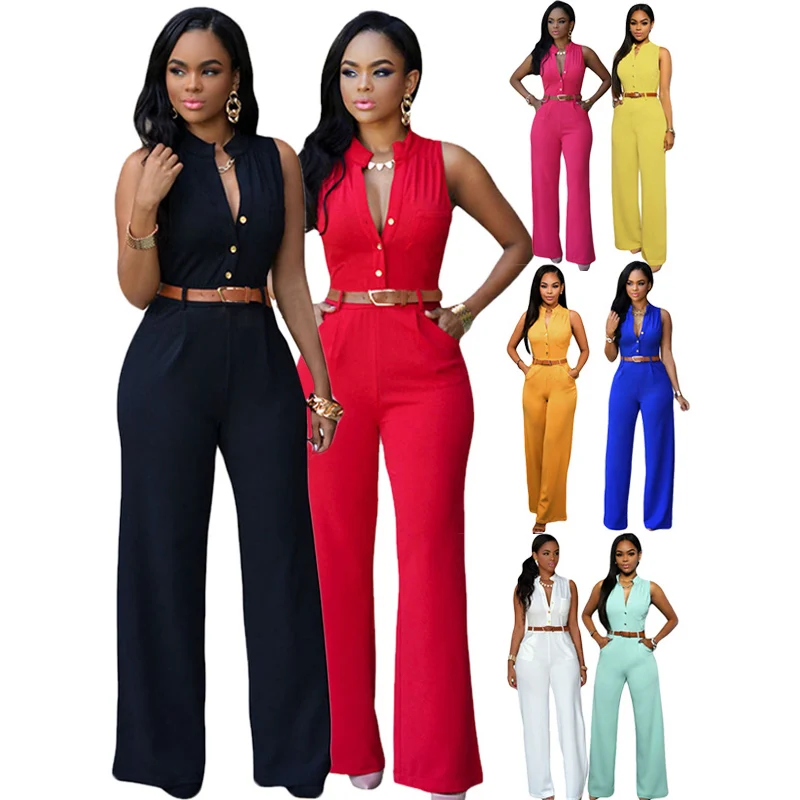 

Newest Sleeveless Belt Fashion Women Ladies Jumpsuit