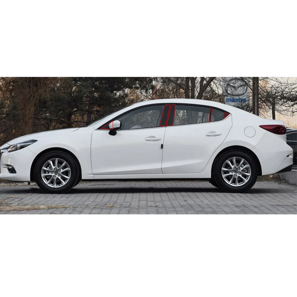 Для Mazda 3 Axela 2014 19 декоративные наклейки на окна автомобиля B pilla и C зеркальная