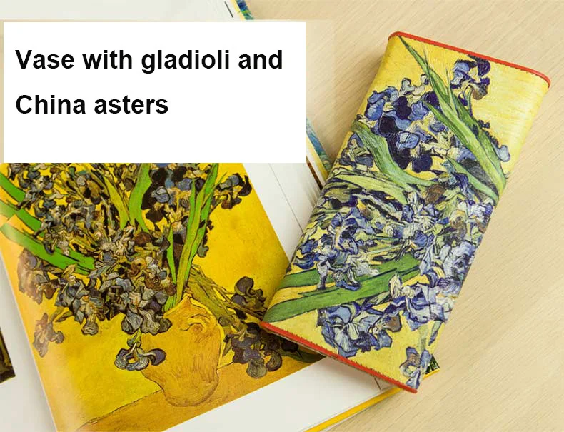 Женский кожаный кошелек Ван Гог с масляной росписью объемной текстурой чехол для