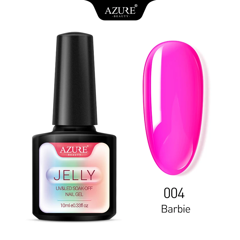 Azure beauty новейший Гель-лак для ногтей 10 мл, Полупостоянный гель, вылечиваемый УФ/светодиодный, 6 цветов, Гель-лак - Цвет: 004 Barbie