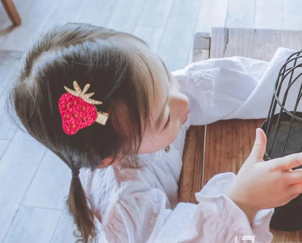 Корейский Новый стиль Детские заколки для волос девочек милые блестки фрукты