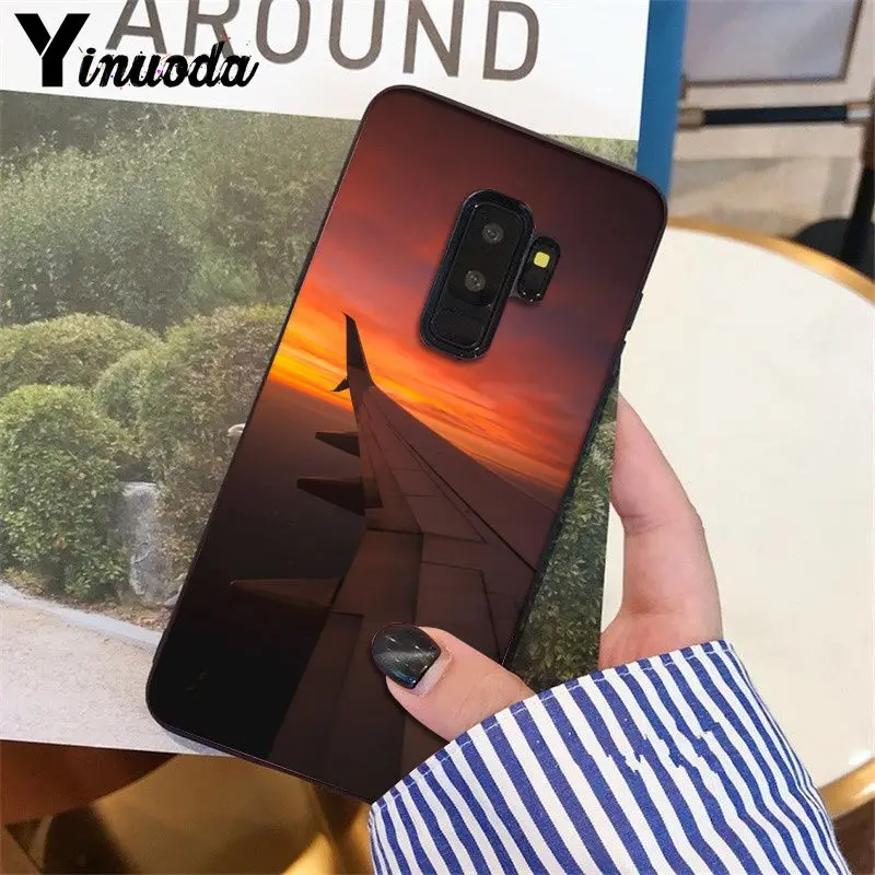 Роскошный чехол для телефона Yinuoda с самолетом путешествий на закате специальное