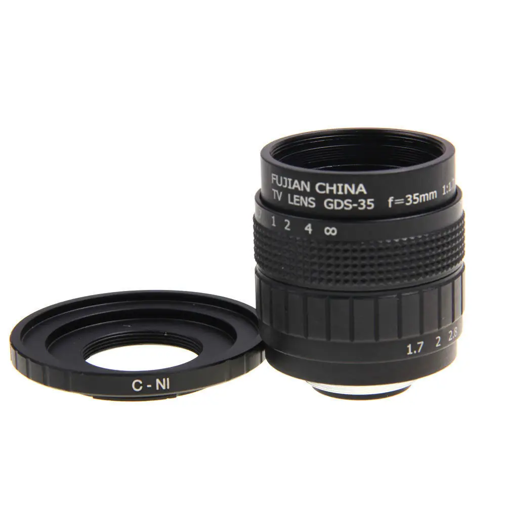 Объектив для камеры видеонаблюдения Fujian 35 мм F1.7 + крепление C к Nikon 1 J5 S2 J4 V3 AW1 S1 J3 V2 J2