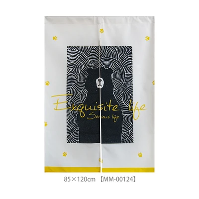 Pattern D 85x120cm Горячая Яркий желтый черный медведь Цитата поп-арт льняная кухонная занавеска медведь разделитель комнаты милые животные японский Норен Цитата вдохновление - Цвет: Pattern D 85x120cm