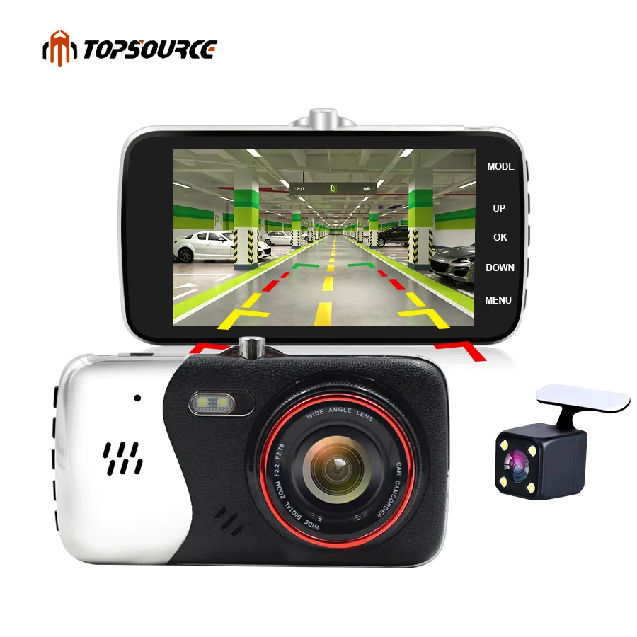 Topsource 4 &quotАвтомобильный видеорегистратор Камера с двойным объективом HD 1080 P