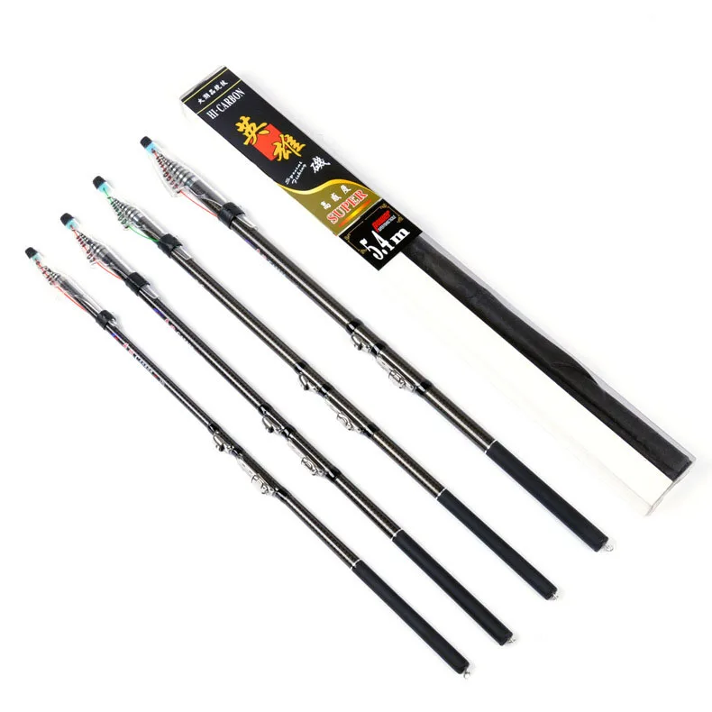 

2.7M 3.6M 4.5M 5.4M Black Netted Fishing Boat Rod High Carbon Fiber Performance Telescopic Sea Rock Fishing Pole Pesca L30