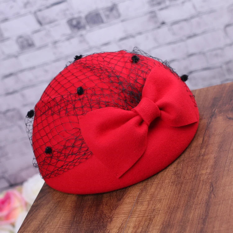 Женская шерстяная шляпа Fedoras шапка из фатина сетчатая Цветочная зимняя винтажная