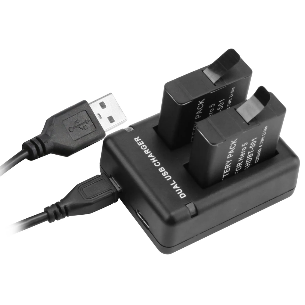 Зарядное устройство SHOOT с двумя/тремя разъемами для GoPro Hero 8 7 6 5 черная камера usb