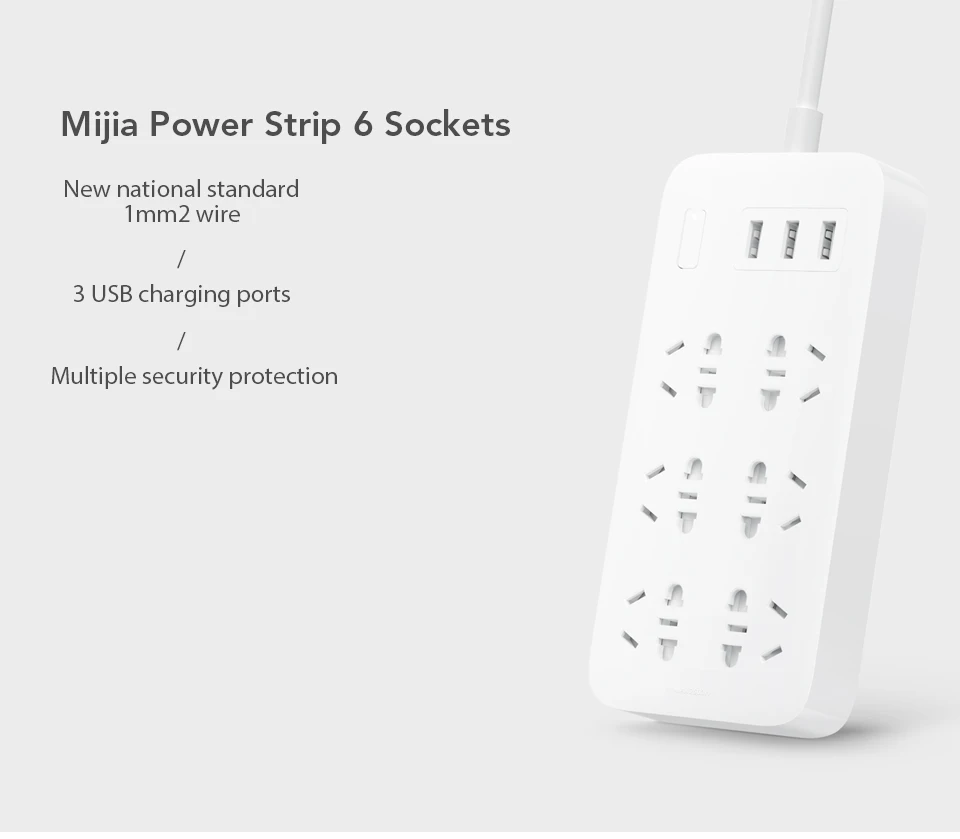 Xiaomi Mi умный блок питания 6 портов с 3 USB быстрой зарядкой 2.1A разъем зарядное