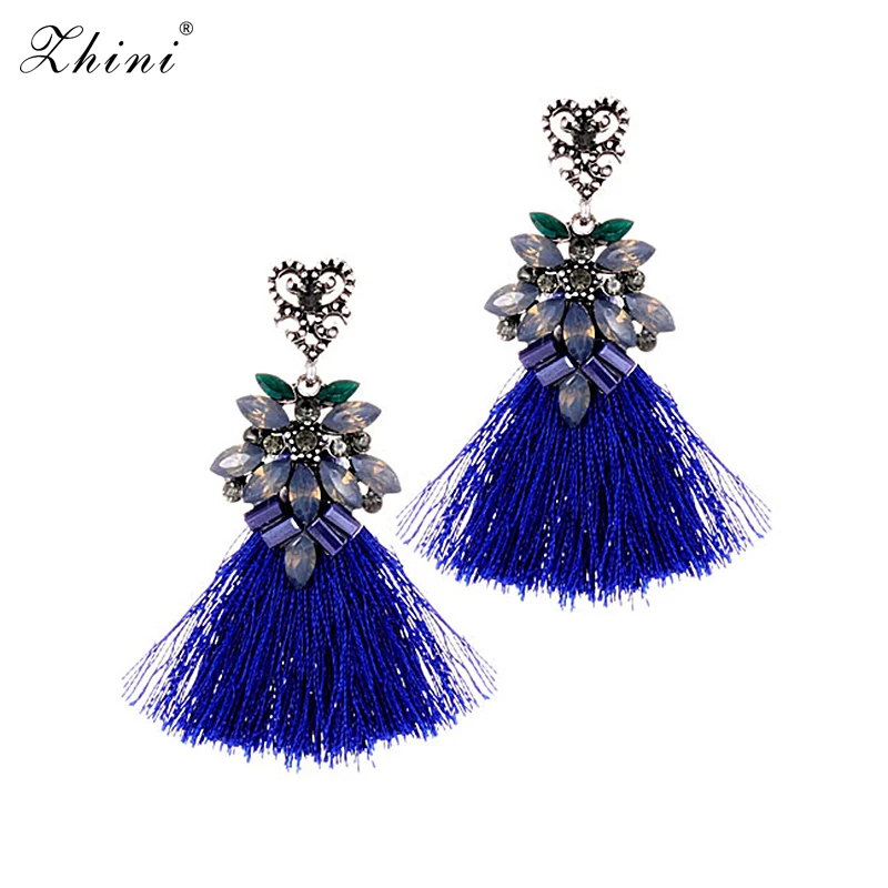 ZHINI для женщин серьги Hyperbole Fashion Sector Красочные кисточки женские подвески Bijoux