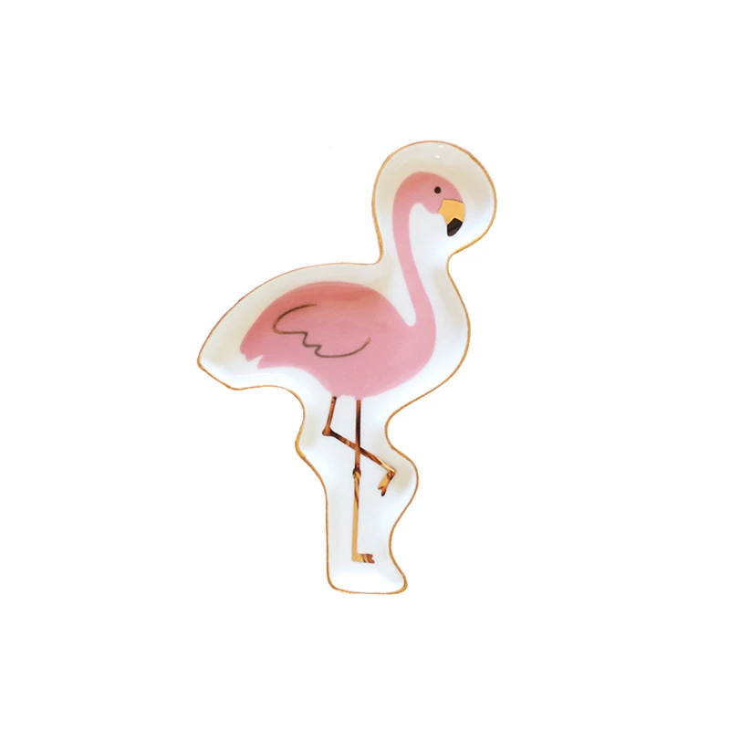 Flamingo - S Маленькая керамическая тарелка в виде ананаса, фламинго, торта, тарелка, декоративная фарфоровая тарелка, лоток для хранения ювелирных изделий, кольцо, безделушка, тарелка, посуда - Цвет: Flamingo - S