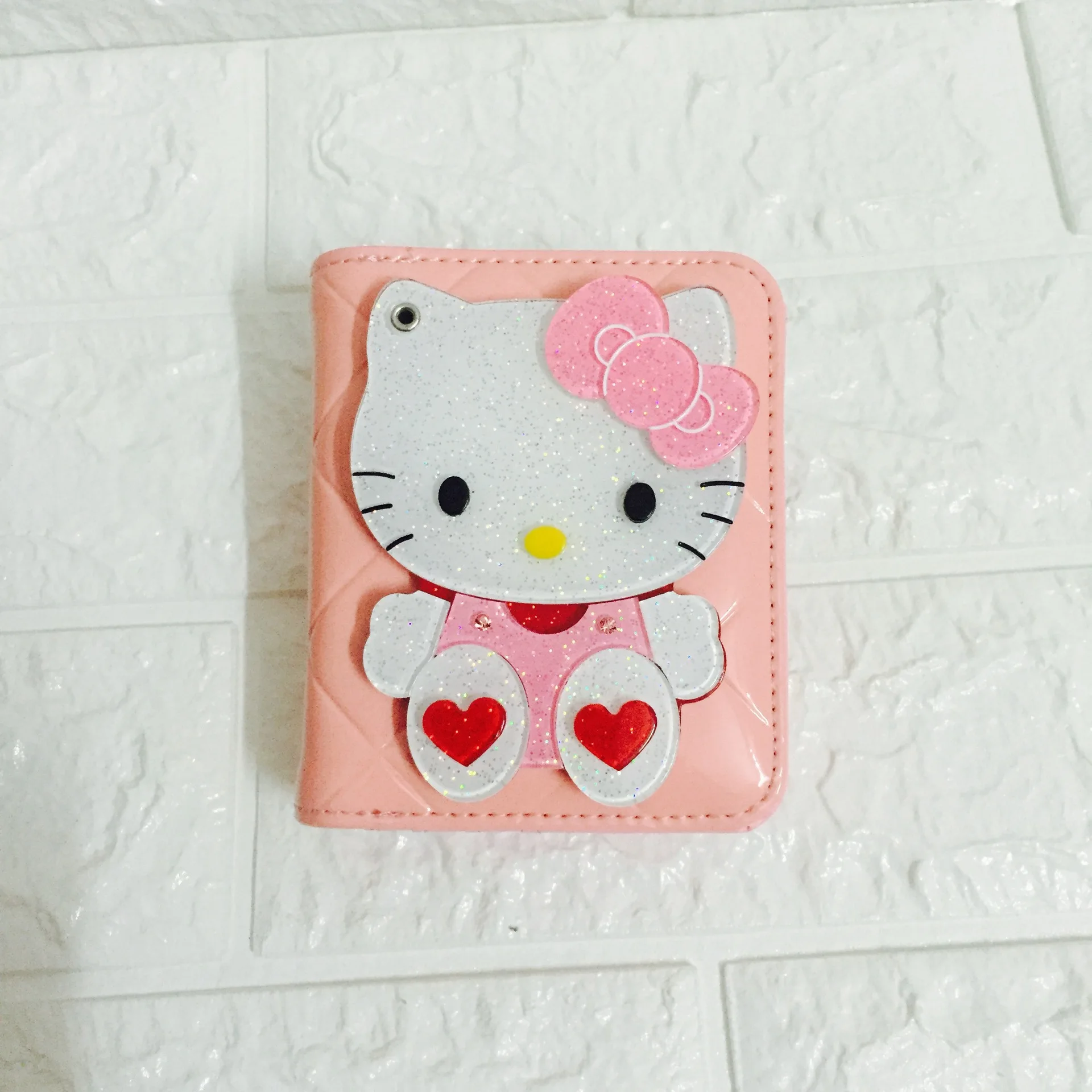 Модный маленький короткий кошелек с сердечками hello kitty женский кожаный кошельки