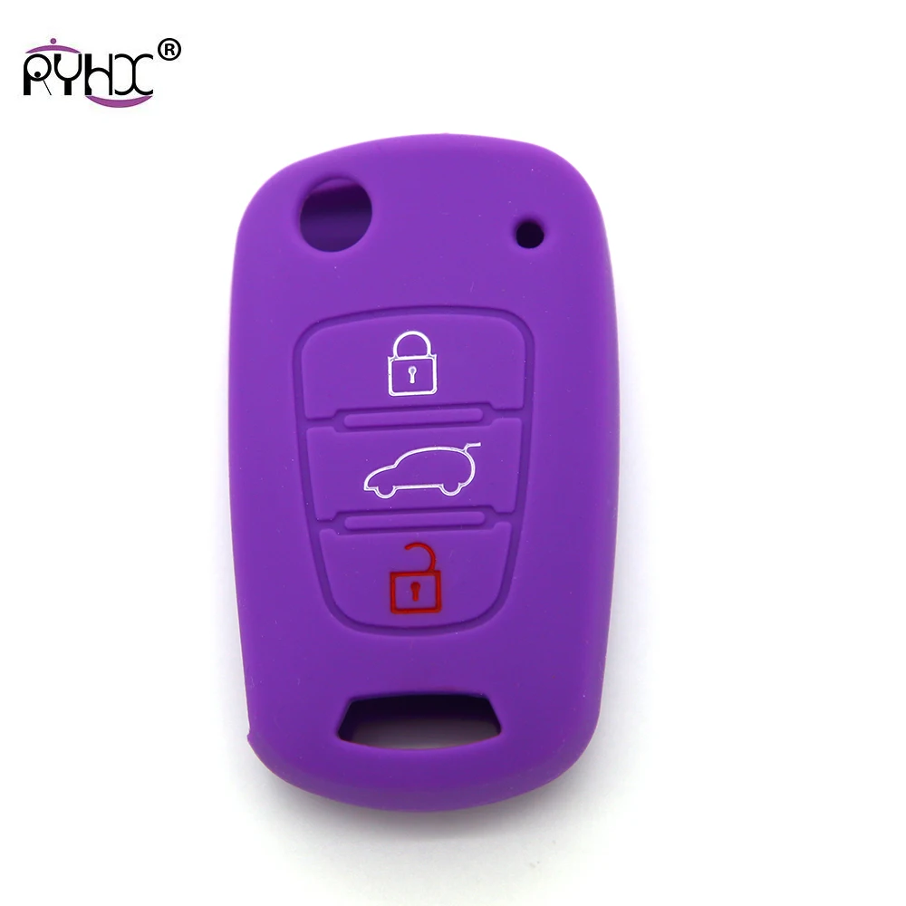 RYHX 3 Buttons Silicone Car Remote Flip Key Cover Case Fob Shell Holder For Rio K2 K5 Sportage Optima i20 i30 i35 Solaris Verna |