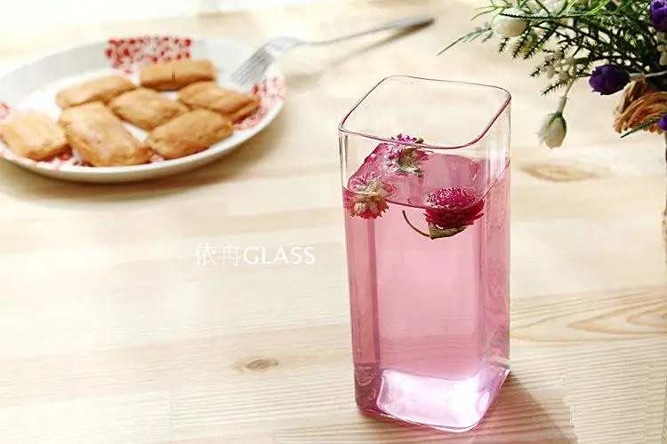 Квадратная термостойкая стеклянная чашка для фруктового сока 350 мл OS 0080 2