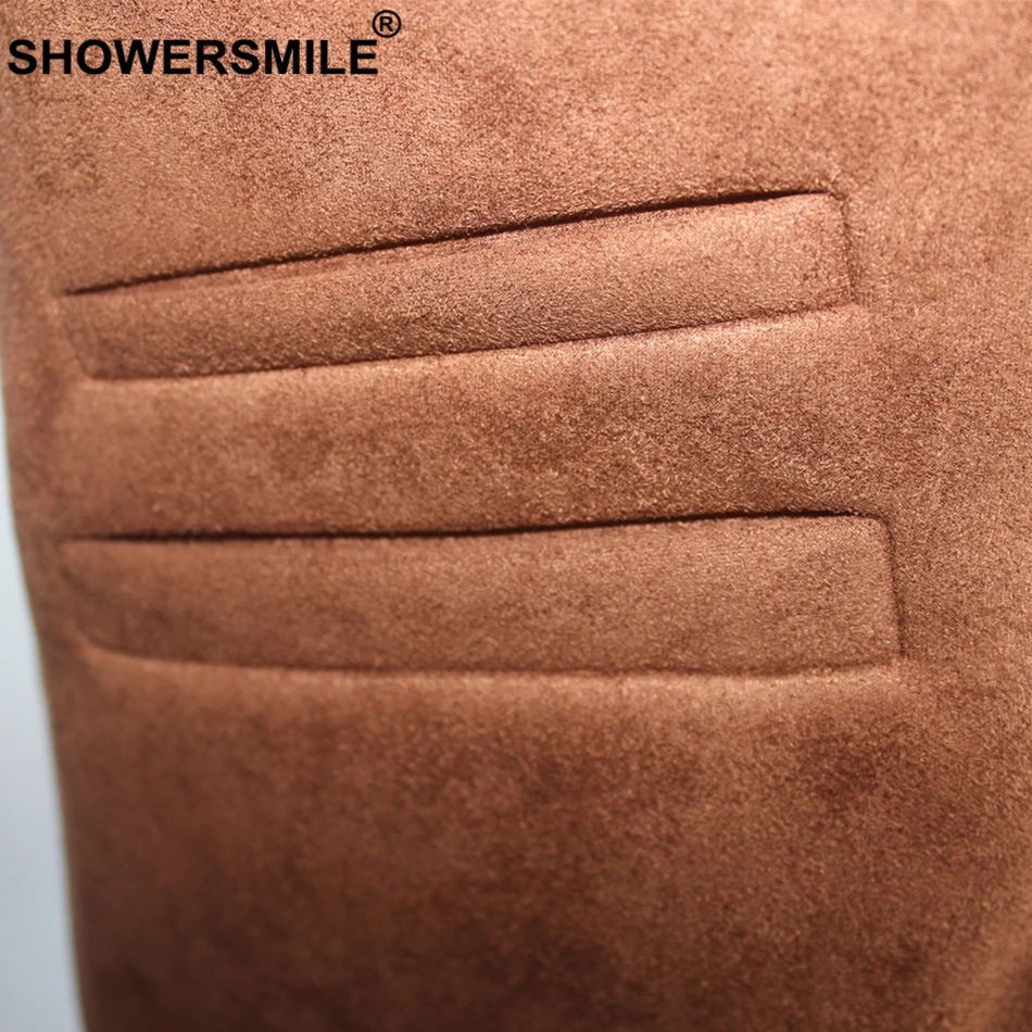 SHOWERSMILE, замшевый мужской жилет, коричневый, темно-синий, мужской костюм, жилет, Осень-зима, теплый жилет, винтажный бренд, мужская куртка без рукавов