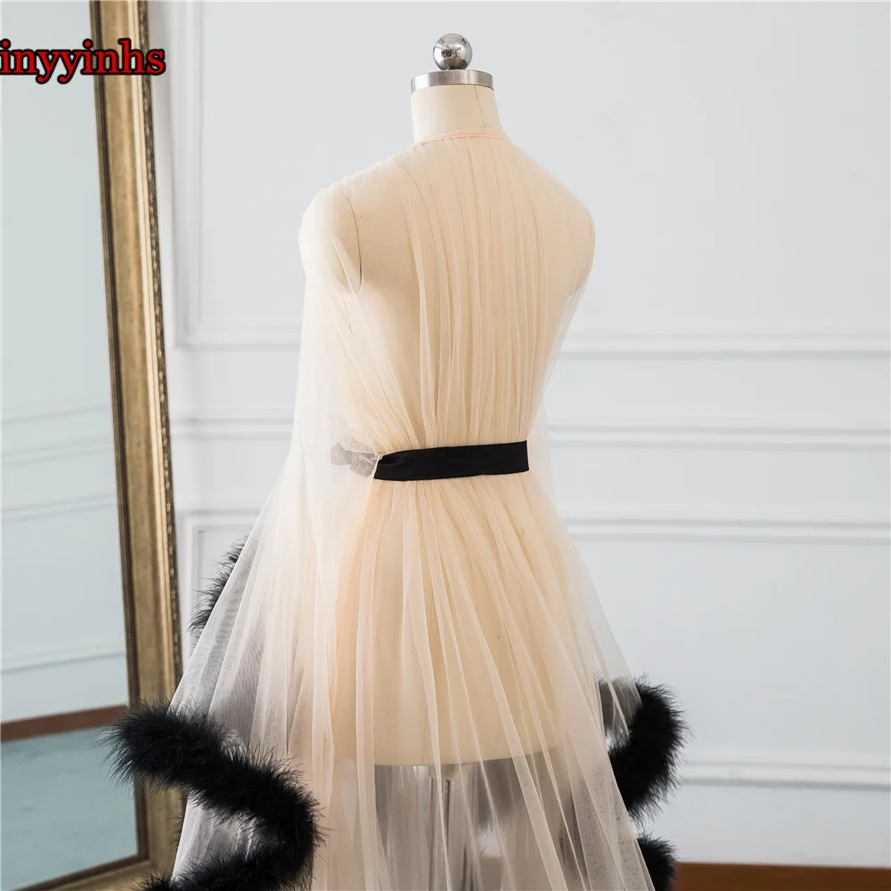 

Elegant Vestido De Festa Longo Evening Dresses 2020 V Neck Feather Long Sleeve Tulle Plus Size Party Prom Dresses Robe De Soiree