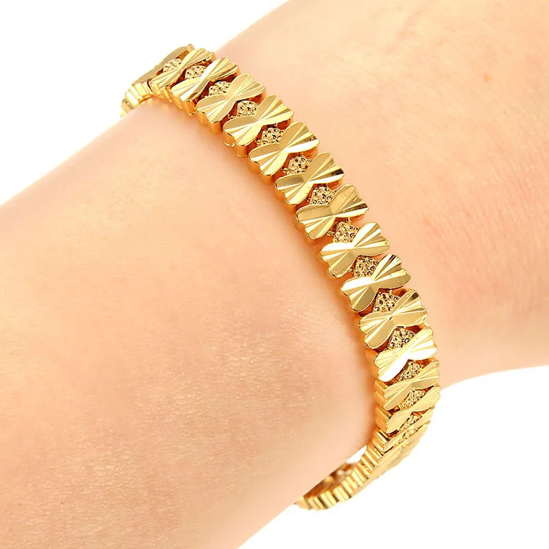 Style 13 Модный позолоченный браслет в стиле панк с бабочкой и сердцем, 24 K, медные браслеты и браслеты для мужчин и женщин, не выцветает - Окраска металла: Style 13