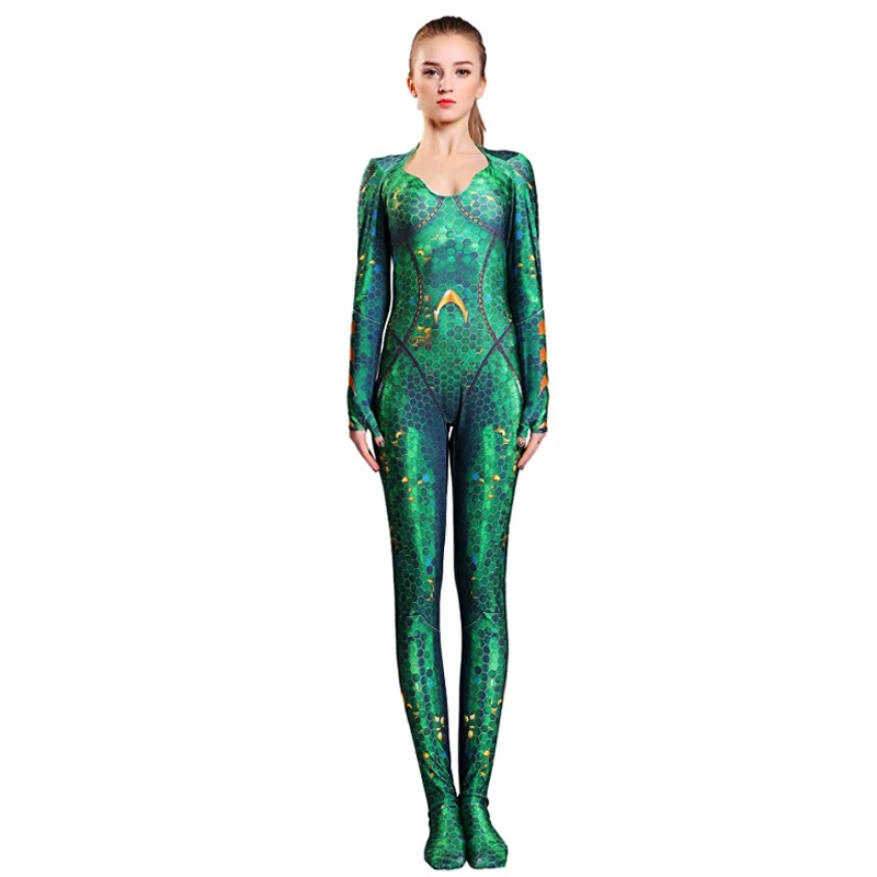 Aquaman Mera Sea queen, карнавальный костюм, сексуальный женский 3D принт, спандекс, облегающий боди, DC супергерой, детский костюм для девочек, костюм для Хэллоуина вечеринки