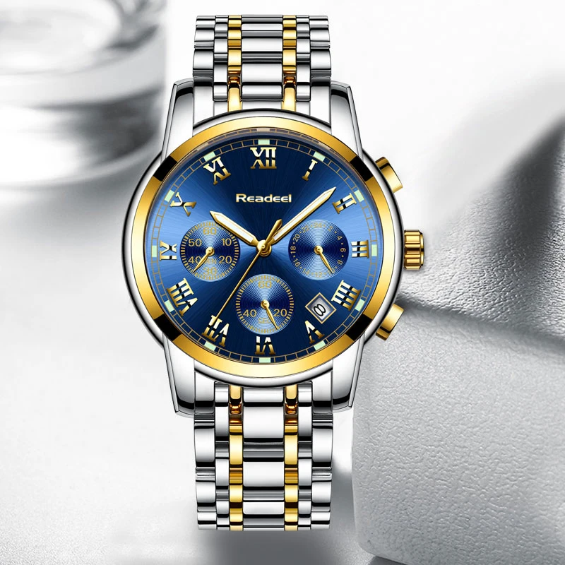 Повседневные синие часы мужские Модные Спортивные кварцевые от ведущего бренда