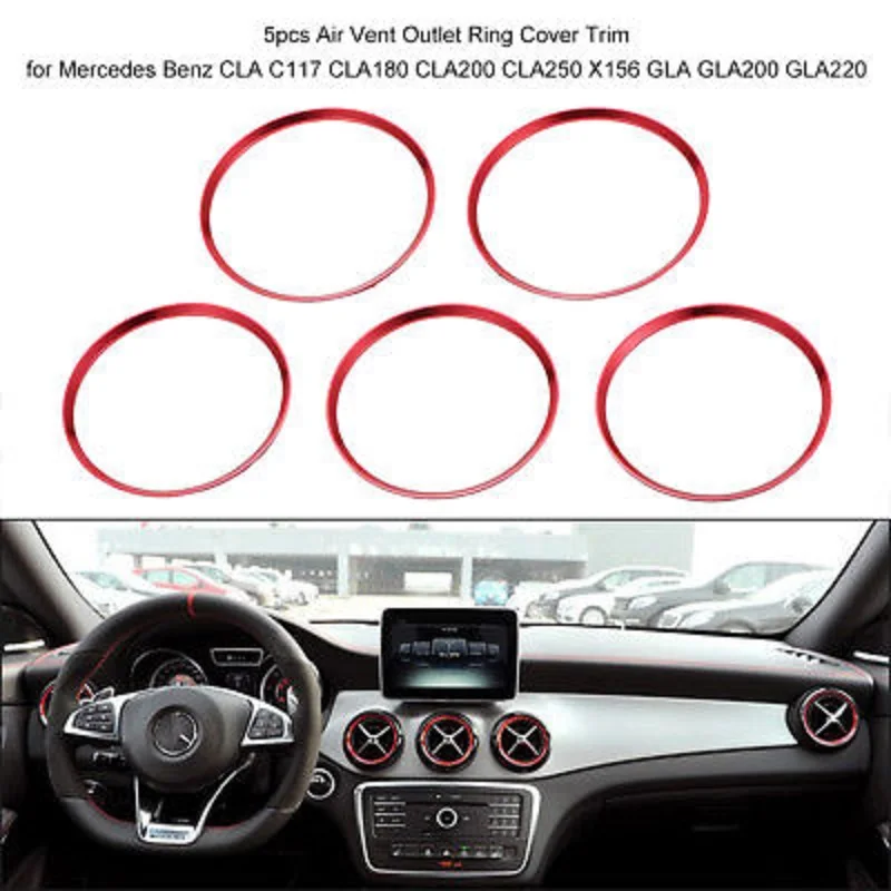 5 шт. вентиляционное отверстие кольцо Крышка отделка красный для Mercedes Benz CLA C117 CLA180