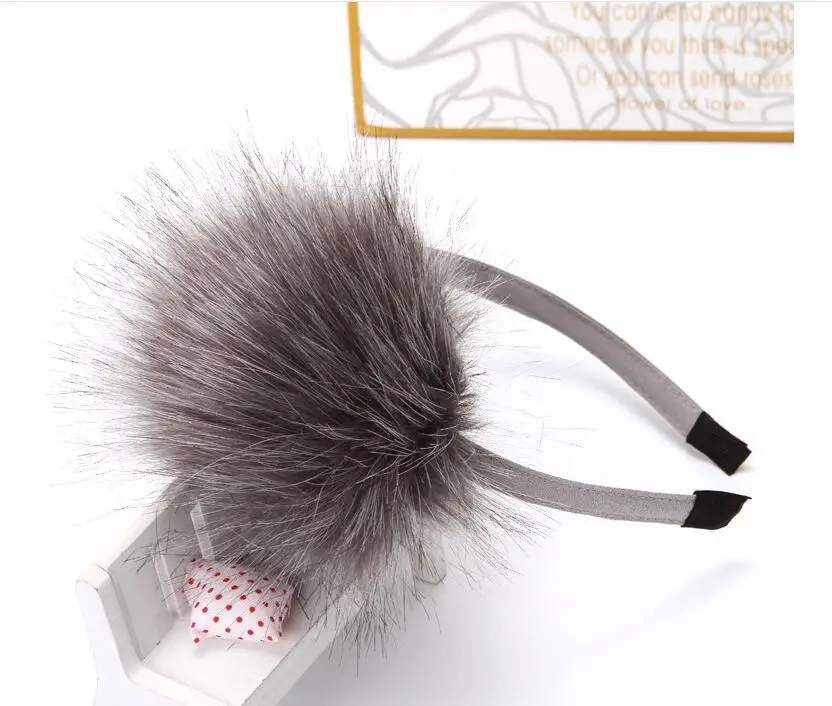 New Girls Hairball Hairband Kids Winter Faux Rabbit Fur Hair Head Band Hoop Accessories For Children Headwear Scrunchy | Детская одежда