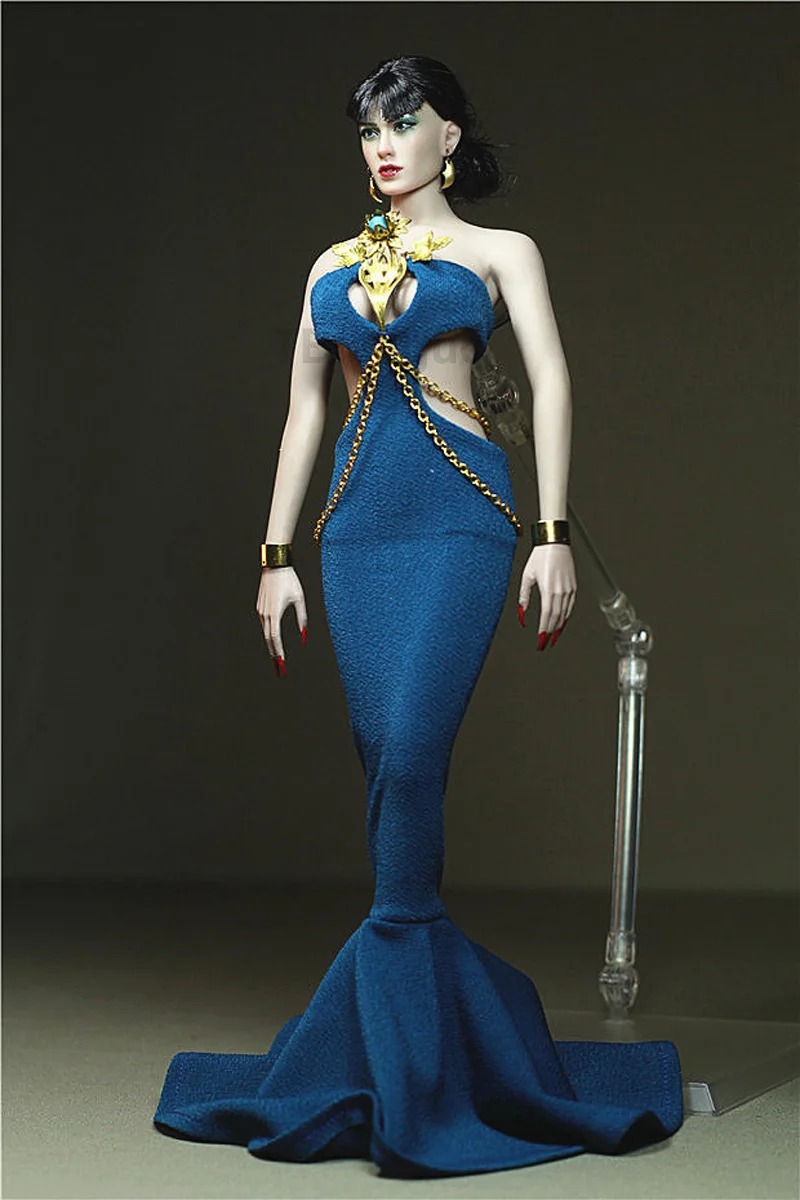 

Custom made 1/6 Scale Golden Leaf Blue skirt Dress for 12inch Phicen Tbleague JIAOUL Doll Action figures Blue Fairy Toy
