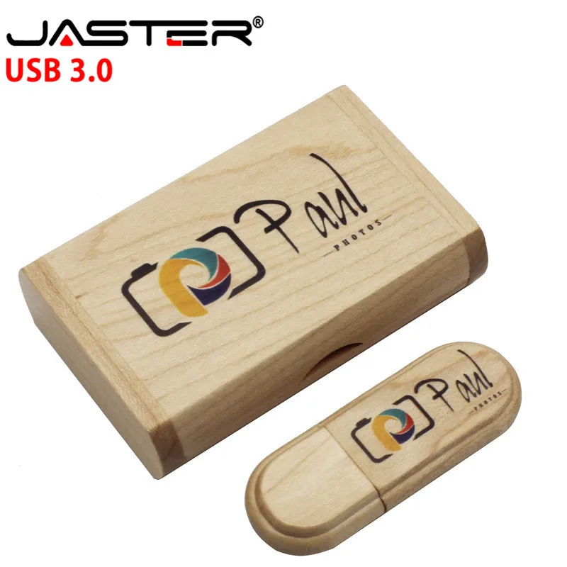 JASTER USB 3,0 клен деревянный+ коробка флэш-накопитель Флешка 16 ГБ 32 ГБ 64 Гб фотография свадебный подарок(более 10 шт бесплатный логотип