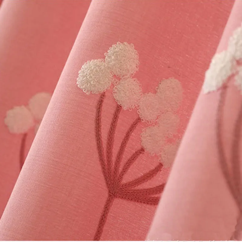 2019 Real Cortinas Dormitorio New Arrival Blue/pink Tulle Window Curtains For Living Room/ Bedroom Embroidered Dandelion Drapes | Дом и сад