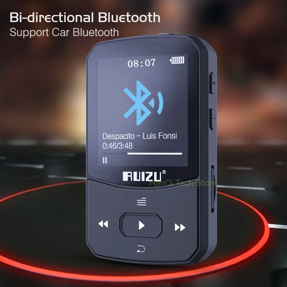 MP3 плеер RUIZU X51 с зажимом, Bluetooth, спортивный MP3 музыкальный плеер с рекордером, fm-радио, поддержка TF карты, можно подключить телефон