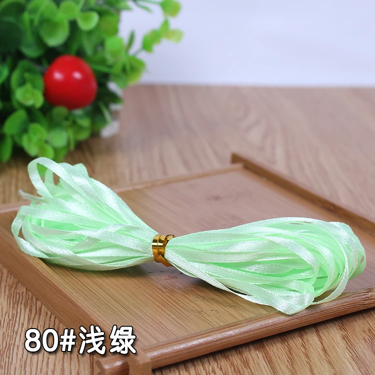 light green 10 м/лот) 1/" 3 мм разные цвета атласные ленты для упаковки одежды DIY отделка ленточка Аксессуары Подарочные рождественские ленты - Цвет: light green