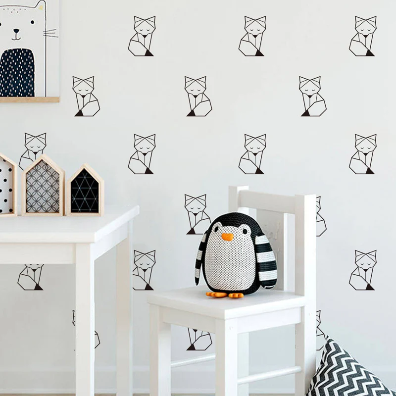 

Zollor 24pcs Paper Fox DIY Wall Sticker Removable Home Decals PVC Bedroom Living Room TV Sofa Background Furniture Decoration
