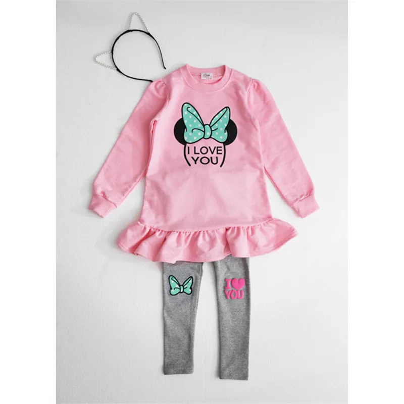 Fashion Long Sleeve Suit Gir Tops Carton Minnie Sweatshirt Sweater Pants Children Kids Tracksuit Girl Clothing Set | Детская одежда и